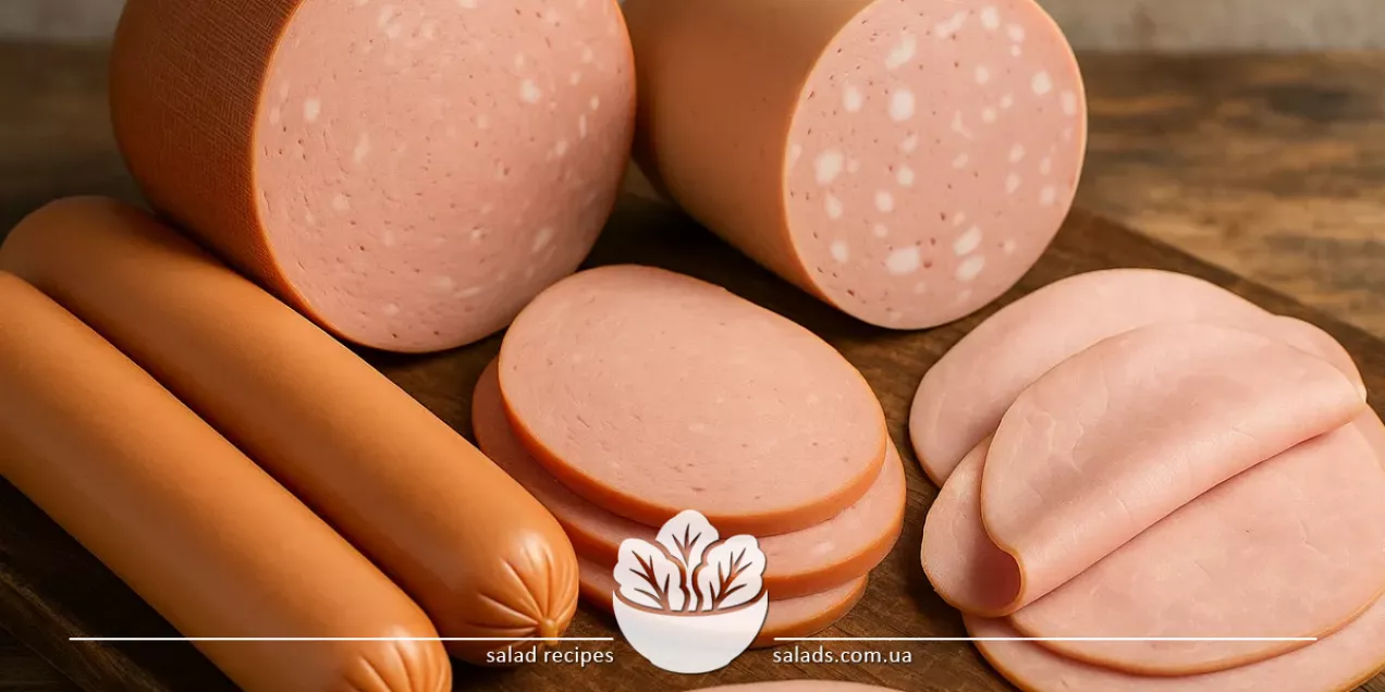 Surtido de salchichas cocidas y tipo vienesa en un plato: clásicas, con leche, infantiles y con hierbas