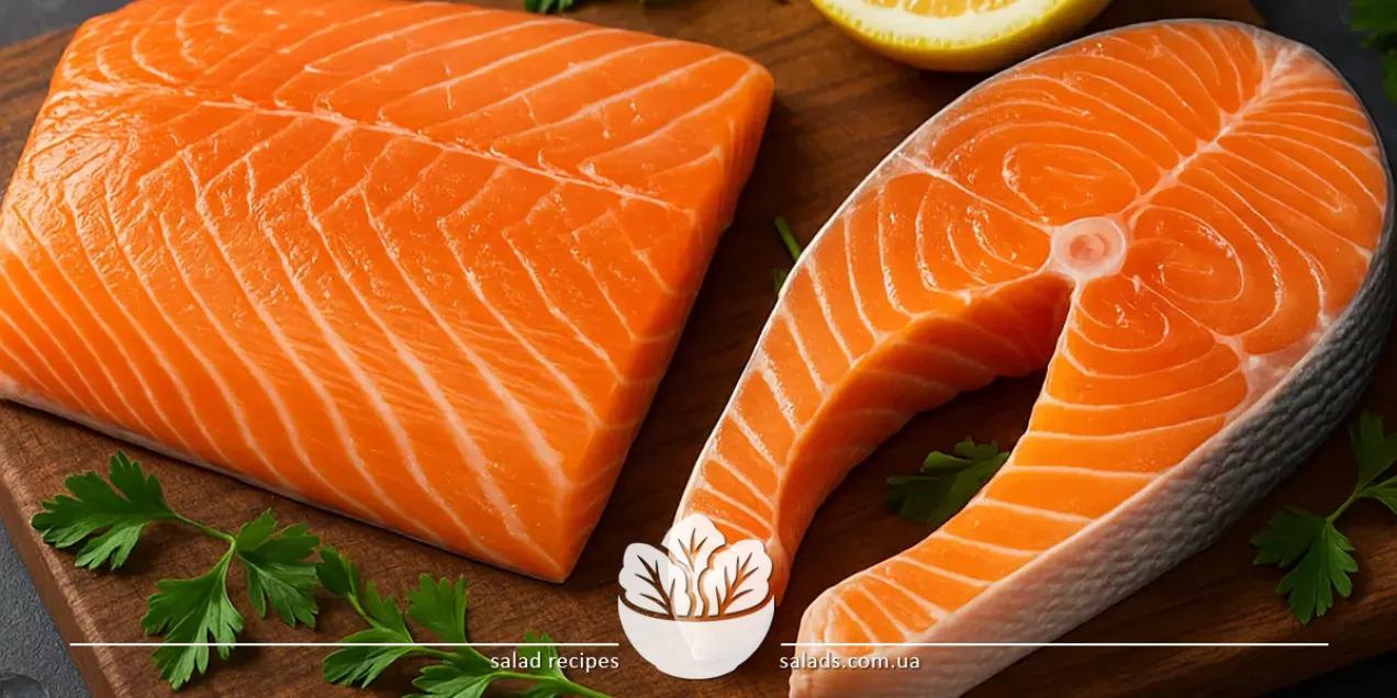 Filetes de salmón crudo, al horno y ligeramente salado