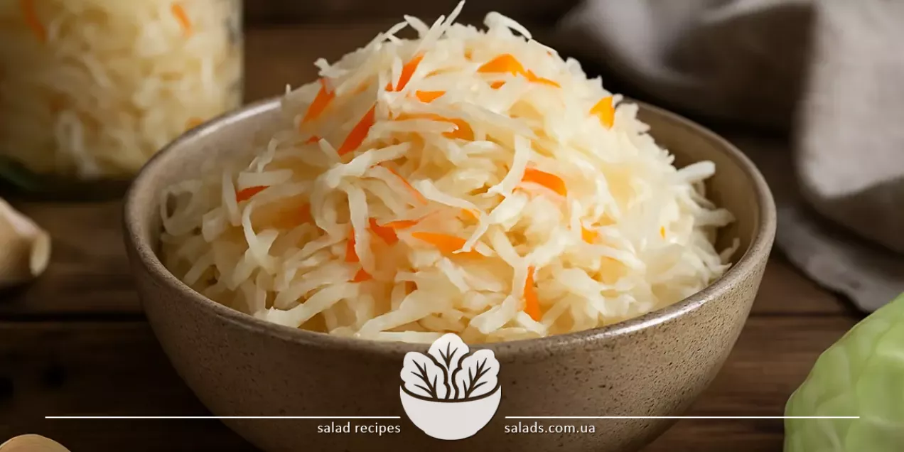 Homemade sauerkraut with carrots in a deep bowl