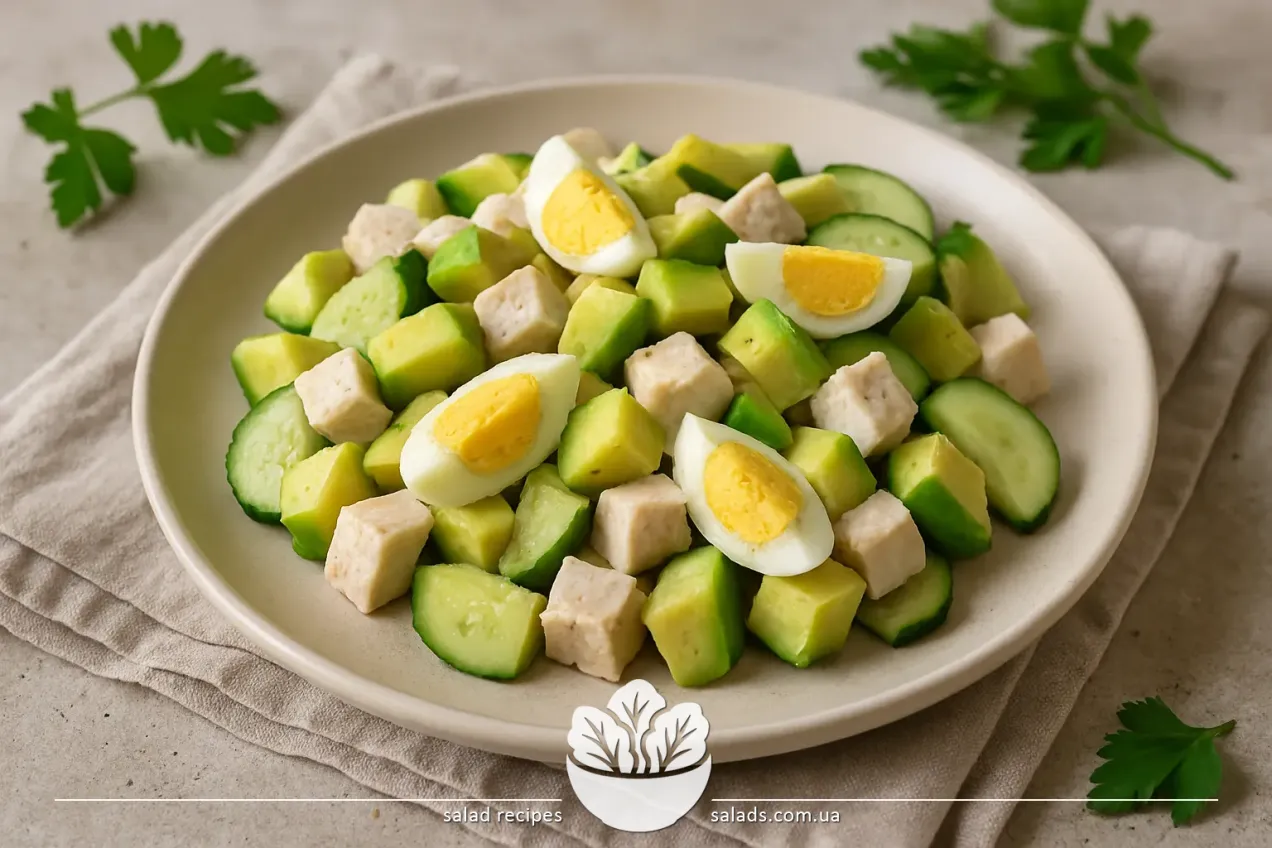 Salade à l’avocat, au poulet et au concombre